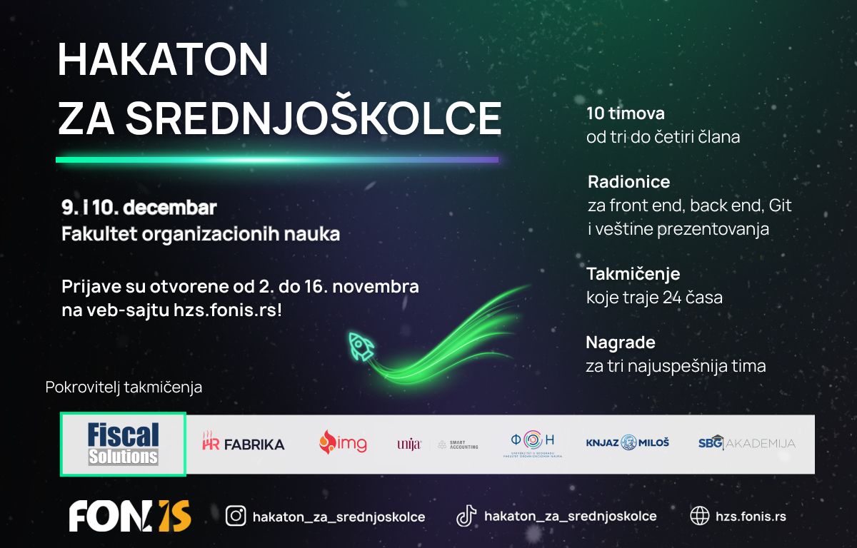 Hakaton za srednjoškolce, 9. i 10. decembra 2023. godine