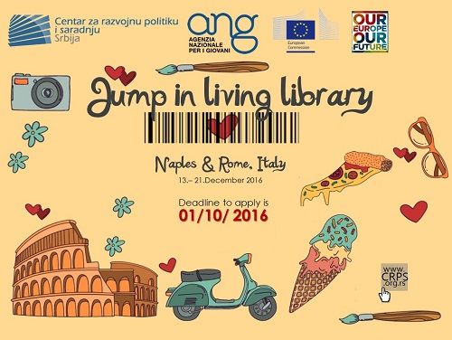 Konkurs za učesnike/ce na omladinsku razmenu “Jump in Living Library” – Napulj & Rim, Italija